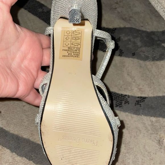 PIERRE DUMAS SILVER GLITTER HEELS - Picture 5 of 7